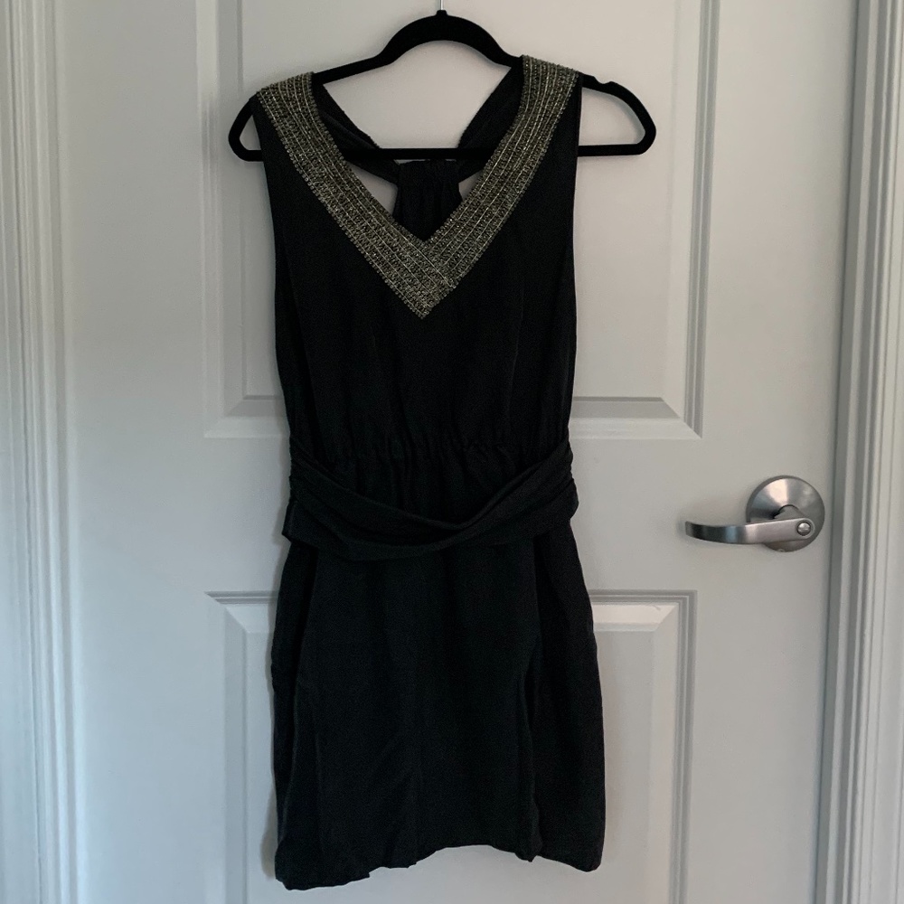Theory Richie Beaded V-Neck Cocktail Dress